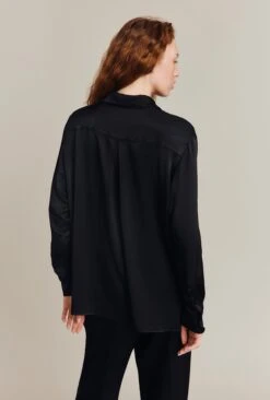 Ellie Satin Shirt Black -Ghost Fashion Store Q06G007A A01 26656 650px 964px