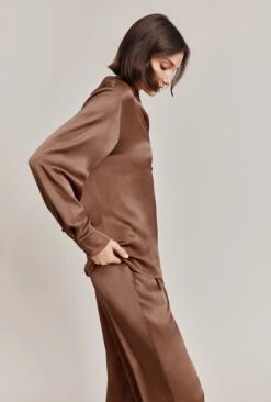Ellie Satin Shirt Acorn -Ghost Fashion Store Q06G007A D32 28571 650px 964px
