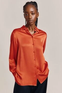 Ellie Satin Shirt Marmalade Orange