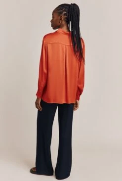 Ellie Satin Shirt Marmalade Orange -Ghost Fashion Store Q06G007A F09 26901 650px 964px