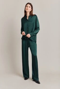 Ellie Satin Shirt Dark Green -Ghost Fashion Store Q06G007A J13 28582 650px 964px