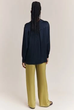 Ellie Satin Shirt Navy -Ghost Fashion Store Q06G007A K10 26908 650px 964px