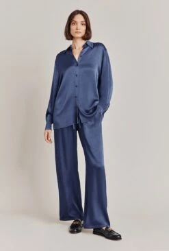 Ellie Satin Shirt Dark Blue -Ghost Fashion Store Q06G007A K74 28577 650px 964px