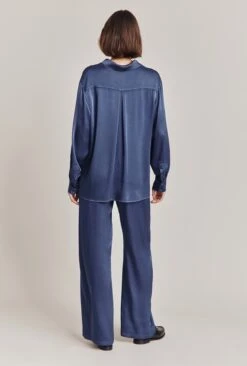Ellie Satin Shirt Dark Blue -Ghost Fashion Store Q06G007A K74 28580 650px 964px