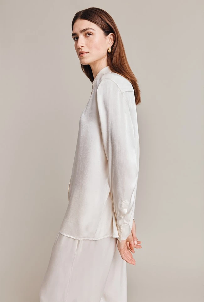 Ellie Satin Shirt Ivory 5 Ellie Satin Shirt Ivory - Image 3
