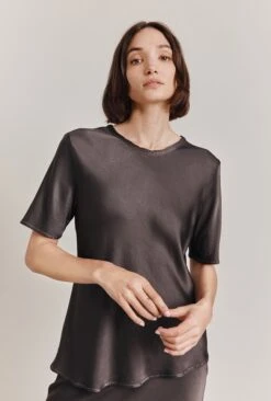 Ivy Satin Top Dark Charcoal -Ghost Fashion Store Q06G008A B21 28619 650px 964px