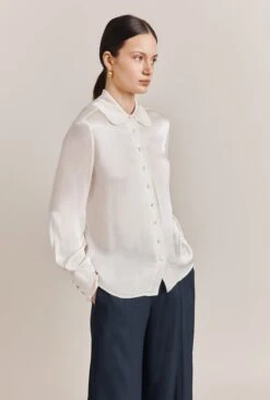 Lily Satin Blouse Ivory