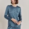 Efie Satin Blouse Dark Blue