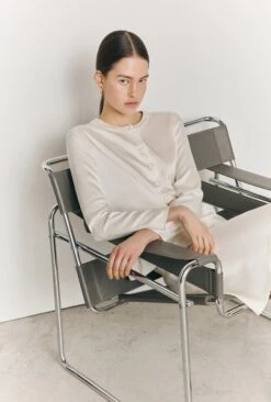 Efie Satin Long Sleeve Blouse Ivory -Ghost Fashion Store Q06G010 M12 26998 650px 964px