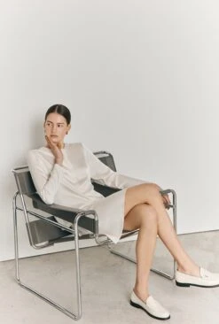 Efie Satin Long Sleeve Blouse Ivory -Ghost Fashion Store Q06G010 M12 27002 650px 964px