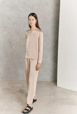 Efie Satin Long Sleeve Blouse Stone -Ghost Fashion Store Q06G010 N04 27052 650px 964px