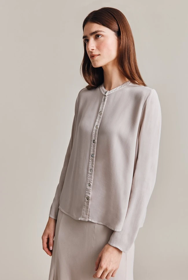 Alena Crepe Blouse Beige Pearly 3 Alena Crepe Blouse Beige Pearly