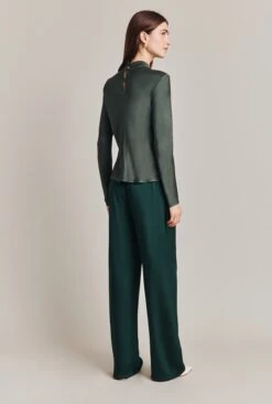 Mika Satin Turtleneck Top Dark Sage -Ghost Fashion Store Q07G002 J11 28820 650px 964px