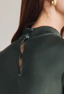 Mika Satin Turtleneck Top Dark Sage -Ghost Fashion Store Q07G002 J11 29000 650px 964px