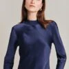 Mika Satin Turtleneck Top Navy -Ghost Fashion Store Q07G002 K10 28814 650px 964px