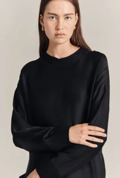 Grace Satin Sweatshirt Black