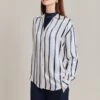 Amy Satin Long Sleeve Shirt Navy Stripe 1 Amy Satin Long Sleeve Shirt Navy Stripe -Ghost Fashion Store Q07G009 Z79 28842 650px 964px