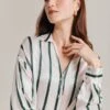 Amy Satin Long Sleeve Shirt Green Stripe -Ghost Fashion Store Q07G009 Z80 28828 650px 964px