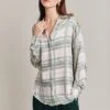 Amy Satin Long Sleeve Shirt Green Check