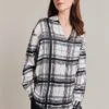 Amy Satin Long Sleeve Shirt Black Check -Ghost Fashion Store Q07G009 Z83 28847 650px 964px