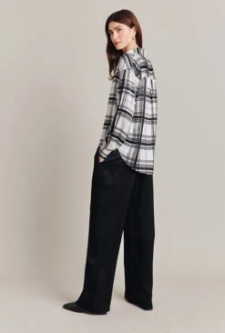 Amy Satin Long Sleeve Shirt Black Check -Ghost Fashion Store Q07G009 Z83 28848 650px 964px