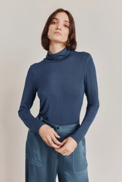 Fern Roll Neck Top Navy -Ghost Fashion Store Q07G010 K10 28872 650px 964px