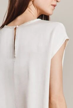 Melody Satin Short Sleeve Top Ivory -Ghost Fashion Store Q07G019 M12 29011 650px 964px