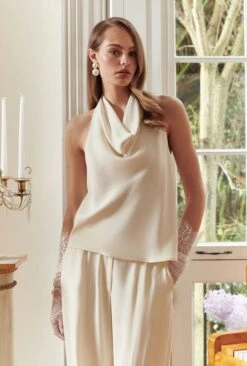 Sabine Satin Cowl Neck Blouse