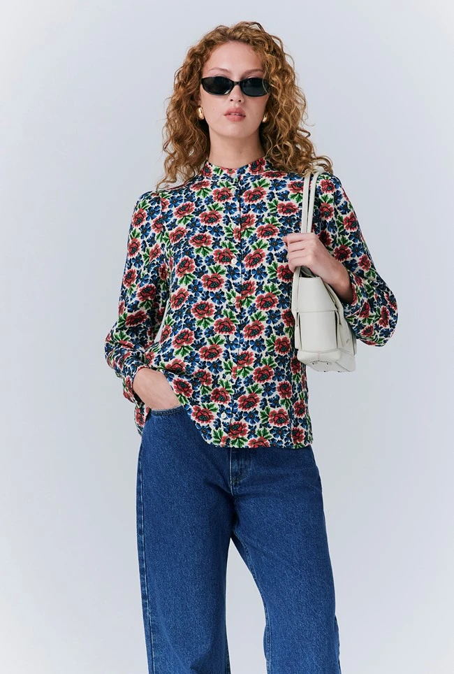 Lydie Crepe Floral Button Up Blouse 6 Lydie Crepe Floral Button Up Blouse - Image 4