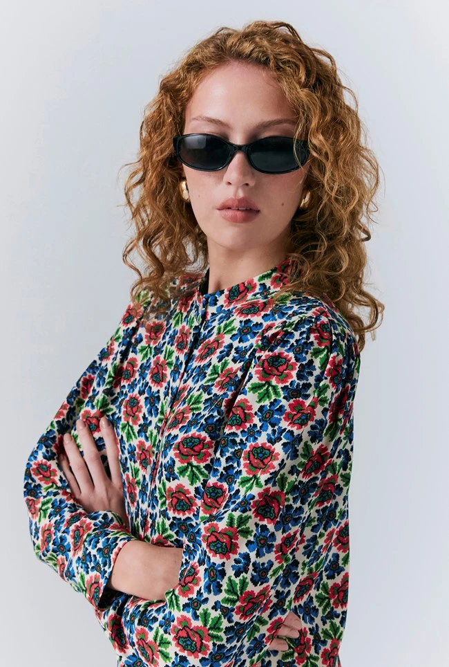 Lydie Crepe Floral Button Up Blouse 5 Lydie Crepe Floral Button Up Blouse - Image 3