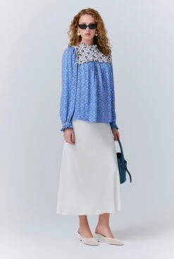 Naomi Crepe Contrast Floral Blouse -Ghost Fashion Store Q10G013 Z82 33524 650px 964px