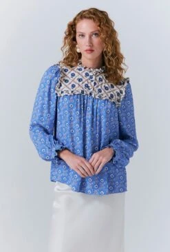 Naomi Crepe Contrast Floral Blouse -Ghost Fashion Store Q10G013 Z82 33525 650px 964px