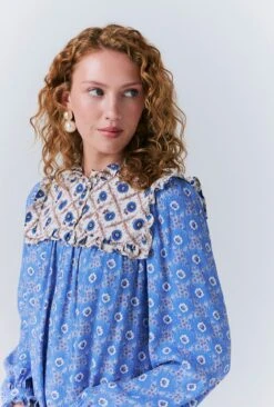 Naomi Crepe Contrast Floral Blouse -Ghost Fashion Store Q10G013 Z82 33526 650px 964px