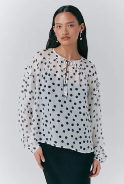 Karina Polka Dot Long Sleeve Blouse