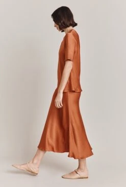 Luna Satin Slip Skirt Auburn -Ghost Fashion Store S05G002A F24 28608 650px 964px