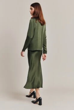 Luna Satin Slip Skirt Thyme -Ghost Fashion Store S05G002A J96 28595 650px 964px