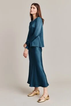 Luna Satin Slip Skirt Dark Denim -Ghost Fashion Store S05G002A K04 28654 650px 964px