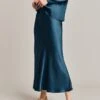 Luna Satin Slip Skirt Dark Denim -Ghost Fashion Store S05G002A K04 28655 650px 964px
