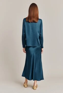 Luna Satin Slip Skirt Dark Denim -Ghost Fashion Store S05G002A K04 28656 650px 964px