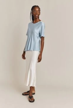 Luna Satin Slip Skirt Ivory -Ghost Fashion Store S05G002A M12 26705 650px 964px