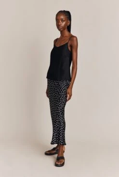 Emma Satin Slip Midi Skirt Black Spot -Ghost Fashion Store S06G002 Z14 26990 650px 964px