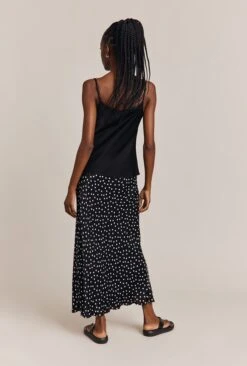 Emma Satin Slip Midi Skirt Black Spot -Ghost Fashion Store S06G002 Z14 26993 650px 964px