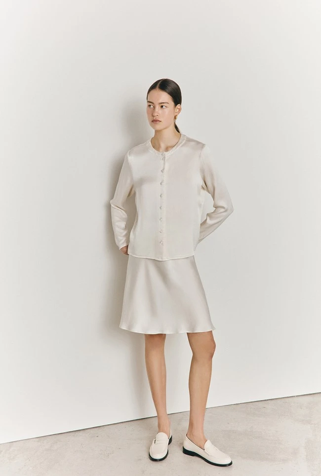 Arella Satin Slip Skirt Ivory 5 Arella Satin Slip Skirt Ivory - Image 3