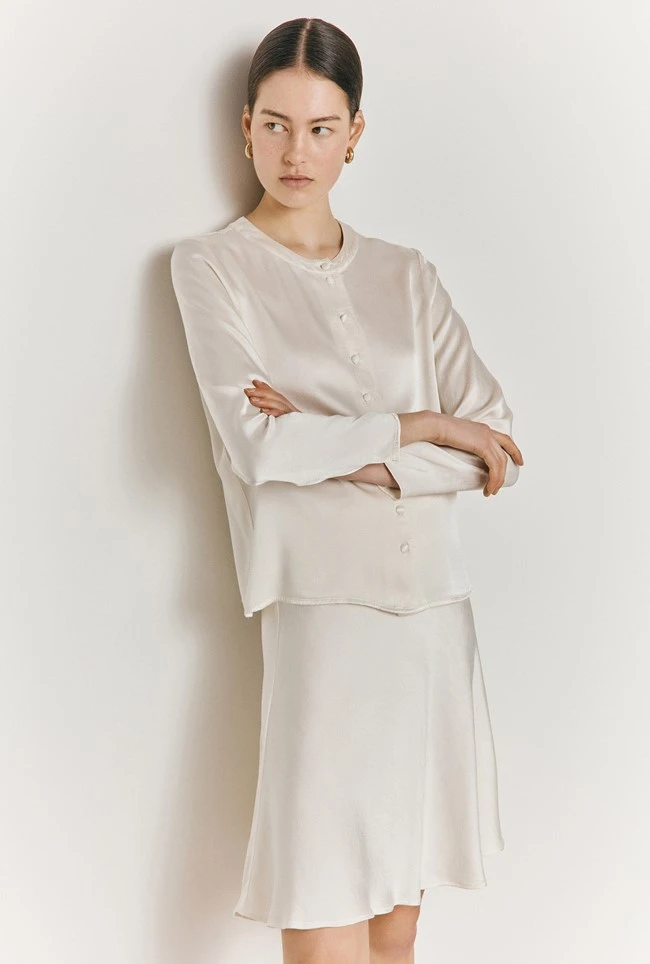 Arella Satin Slip Skirt Ivory 3 Arella Satin Slip Skirt Ivory