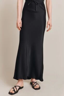 Emma Satin Midi Skirt Black -Ghost Fashion Store S06G004 A01 27813 650px 964px