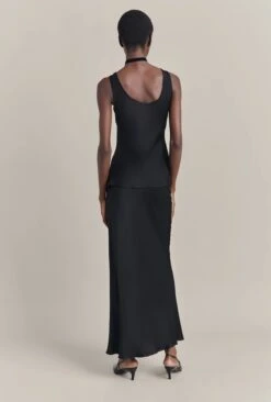 Emma Satin Midi Skirt Black -Ghost Fashion Store S06G004 A01 29873 650px 964px