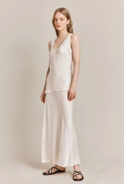 Emma Satin Midi Skirt Ivory -Ghost Fashion Store S06G004 M12 27660 650px 964px