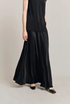 Adrianna Satin Maxi Skirt Black -Ghost Fashion Store S06G008 A01 28501 650px 964px