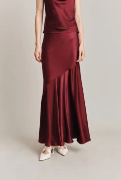 Eileen Satin Midi Skirt Claret -Ghost Fashion Store S07G004 G36 28932 650px 964px