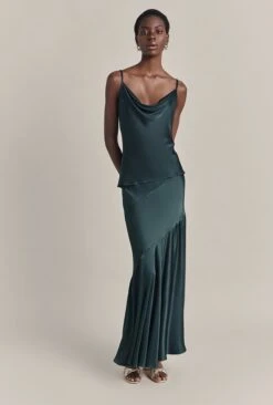 Eileen Satin Midi Skirt Cedar -Ghost Fashion Store S07G004 J21 29892 650px 964px